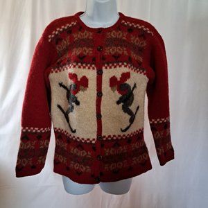 Vintage GAM women cardigan SKI Sz M WOOL TRULY STUNNING GORPCORE SKI NOVELTY